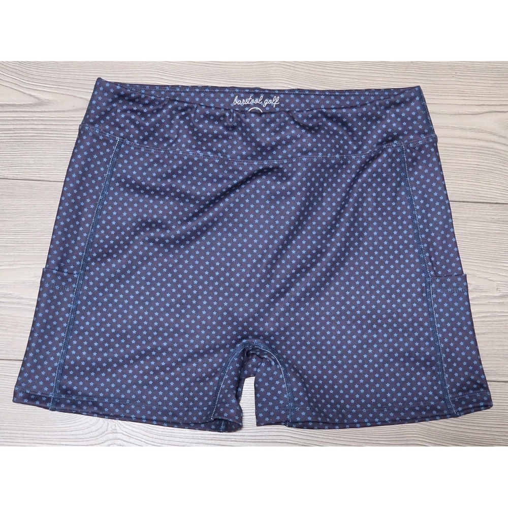 Barstool Golf Shorts Womens Size Large Blue Stars Athletic Stretch